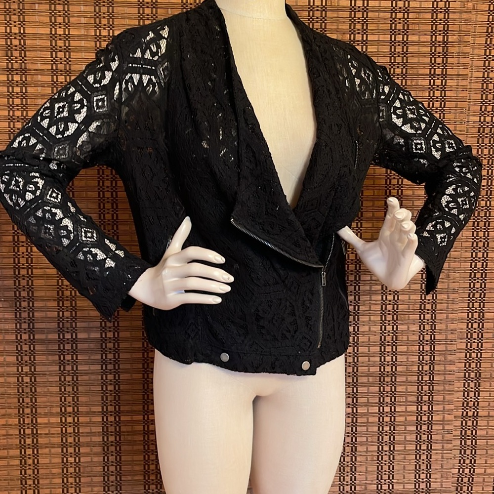 INC black lace moto jacket